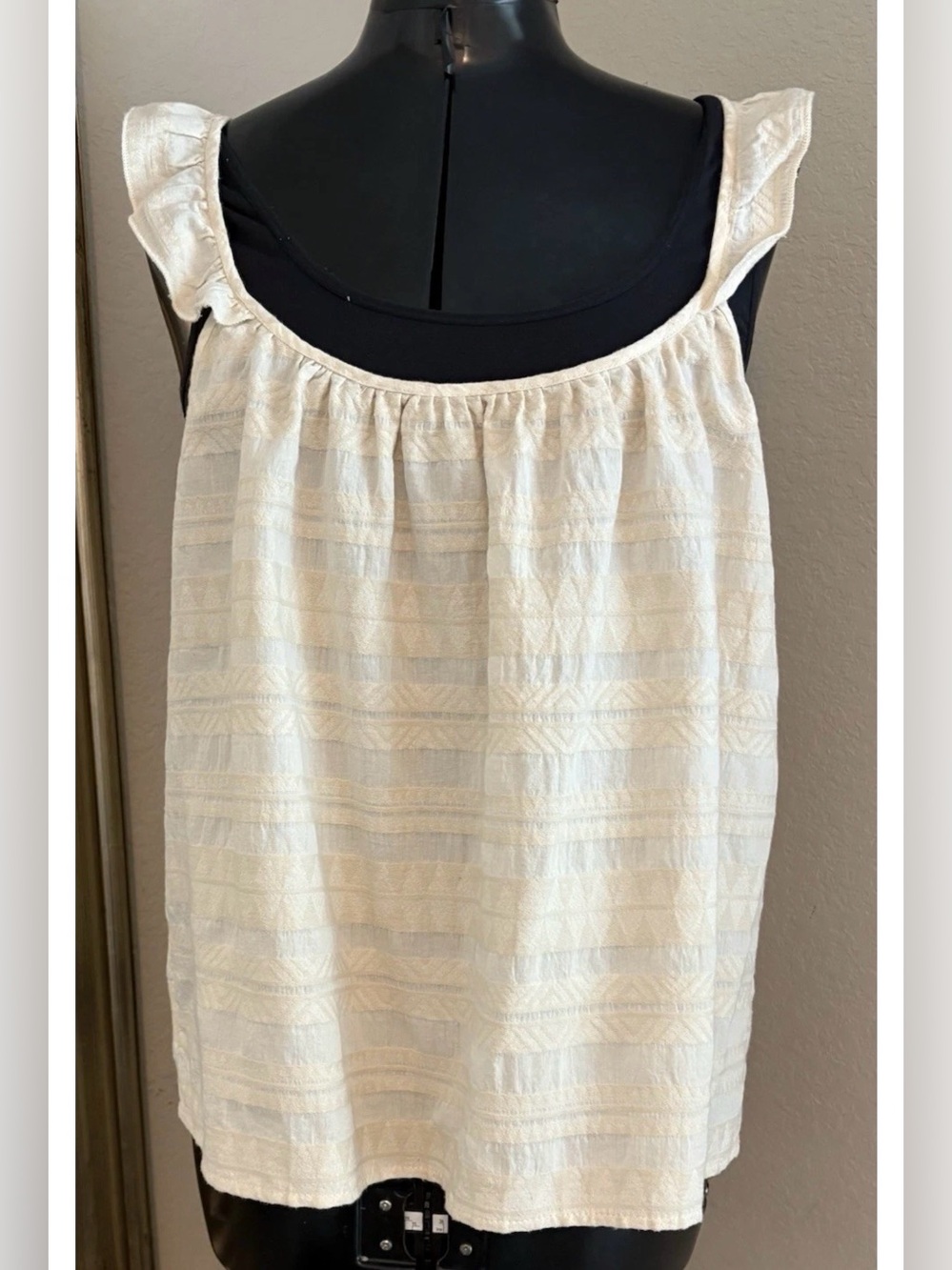 Anthropologie Self Contrast Top L Y2K Sasha Babydoll Cami Cropped Boho Cotton